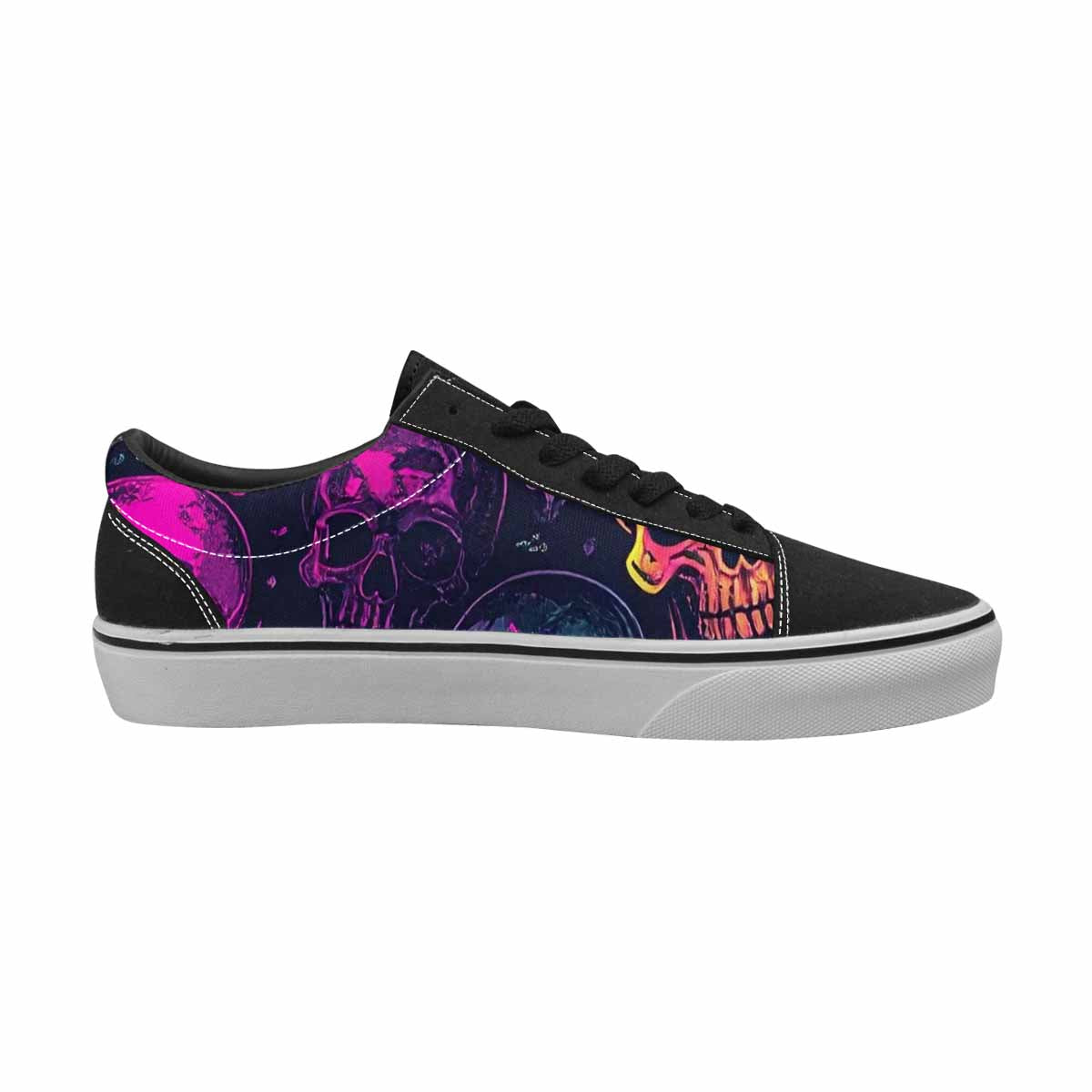 WOMEN'S Skulls - Neon Canvas Lace-Up Surreal Custom Sneakers
