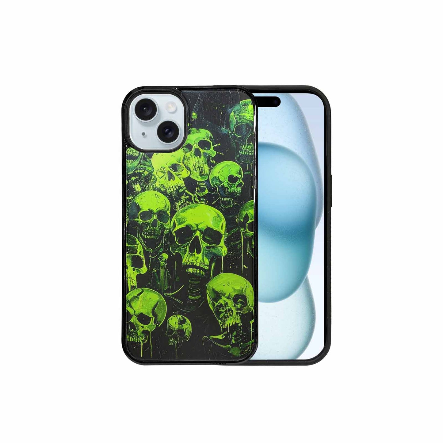iPhone 15 Plus Case — Skeletons Neon Green Glowskele Ou7 Personalized, Customized Protective Case