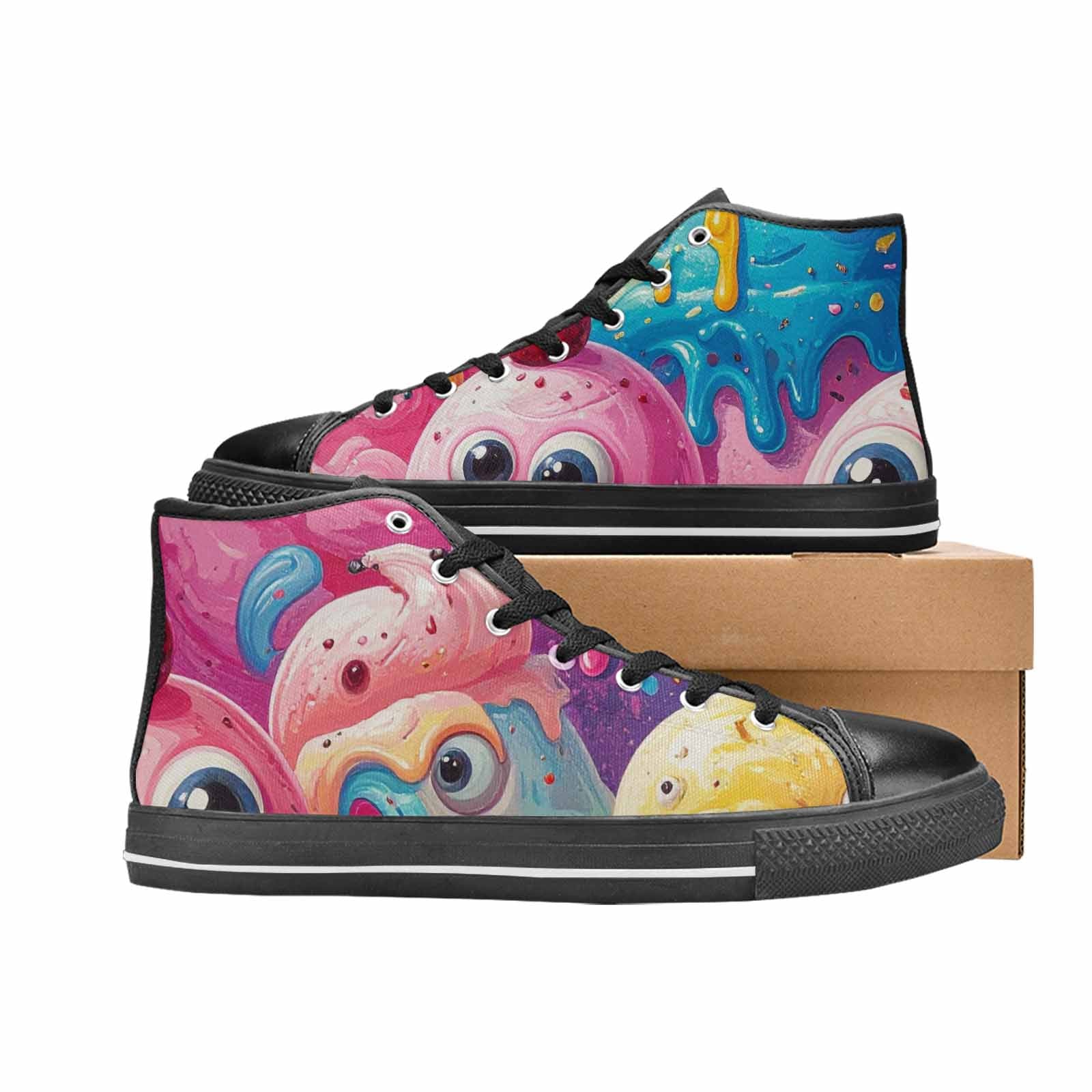 MEN'S Melting Icecream Monster Cherry High Top Canvas Dreamcore Sneakers