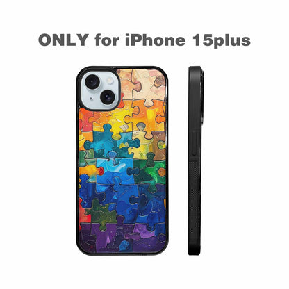 iPhone 15 Plus Case — Autism Puzzle Pieces Puzzle Piece Pattern, Custom Print Case Cover
