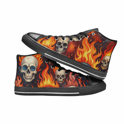 WOMEN'S Skulls - Flaming High Top Canvas Surreal Sneakers