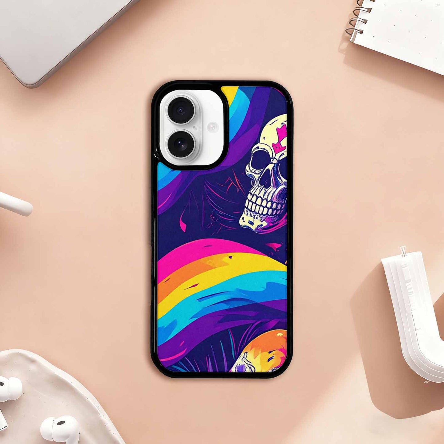 iPhone 17 Case — Pride Flag Skulls Seamless Gothic Skulls, Personalized Phone Case
