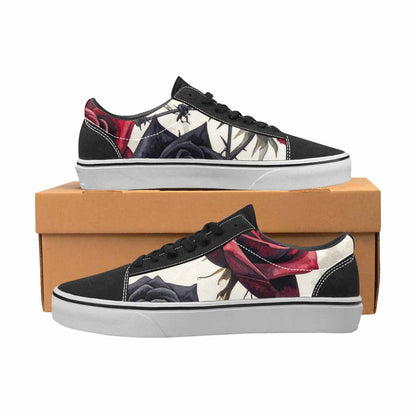 MEN'S Black Gothic Rose Canvas Lace-Up Cottagecore Shoes