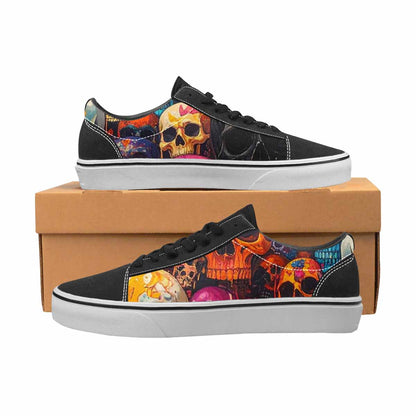 WOMEN'S Skulls (general) Skulls Lace-Up Canvas Melting Art Sneakers