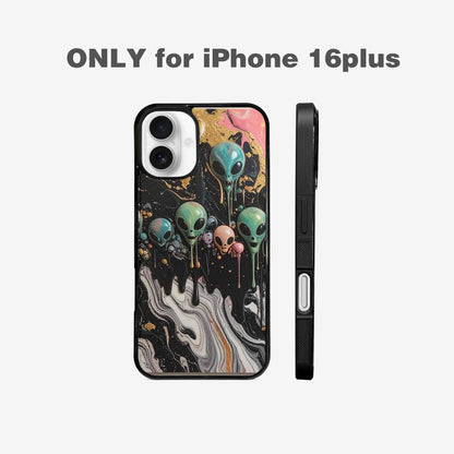 iPhone 16 Plus Case — Aliens Marblemelting Aliens Pa Ciq, Unique Phone Case Design