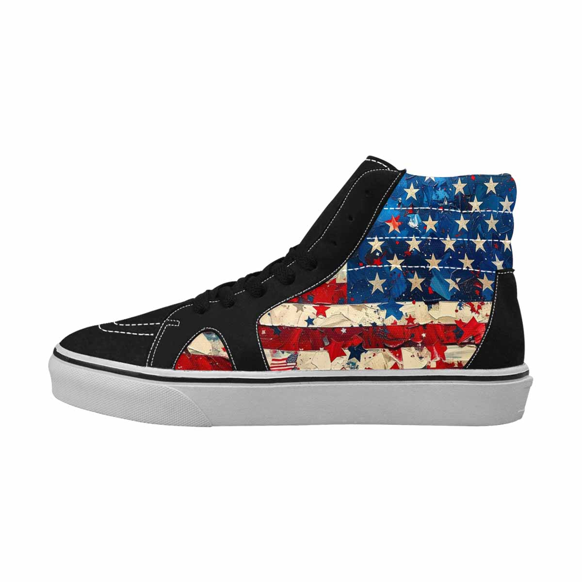 MEN'S Patriotic Stars Stripes High Top Canvas Neon Fantasy Custom Shoes