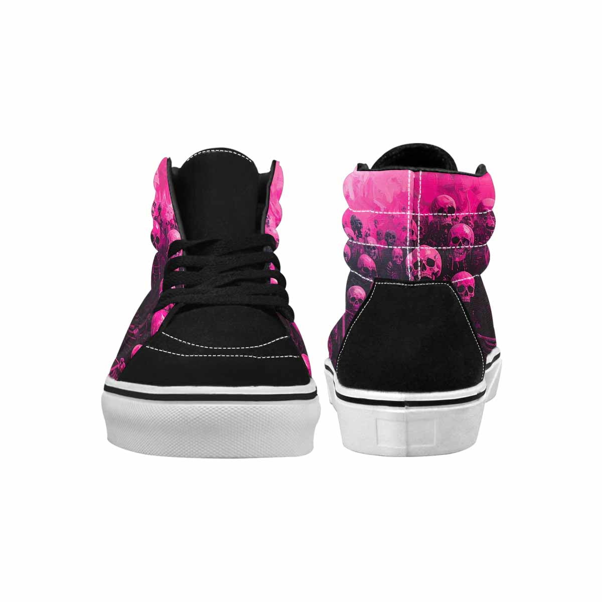 MEN'S Skeletons  Neon Pink High Top Canvas Vivid Sneakers