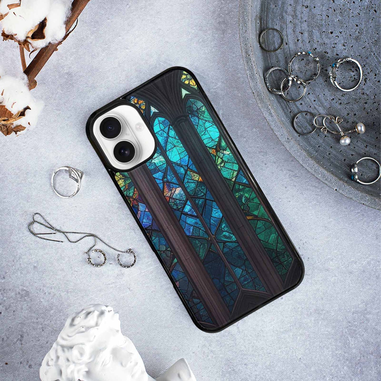 iPhone 16 Plus Case — Stained Glass Cathedral, Unique Phone Case Design