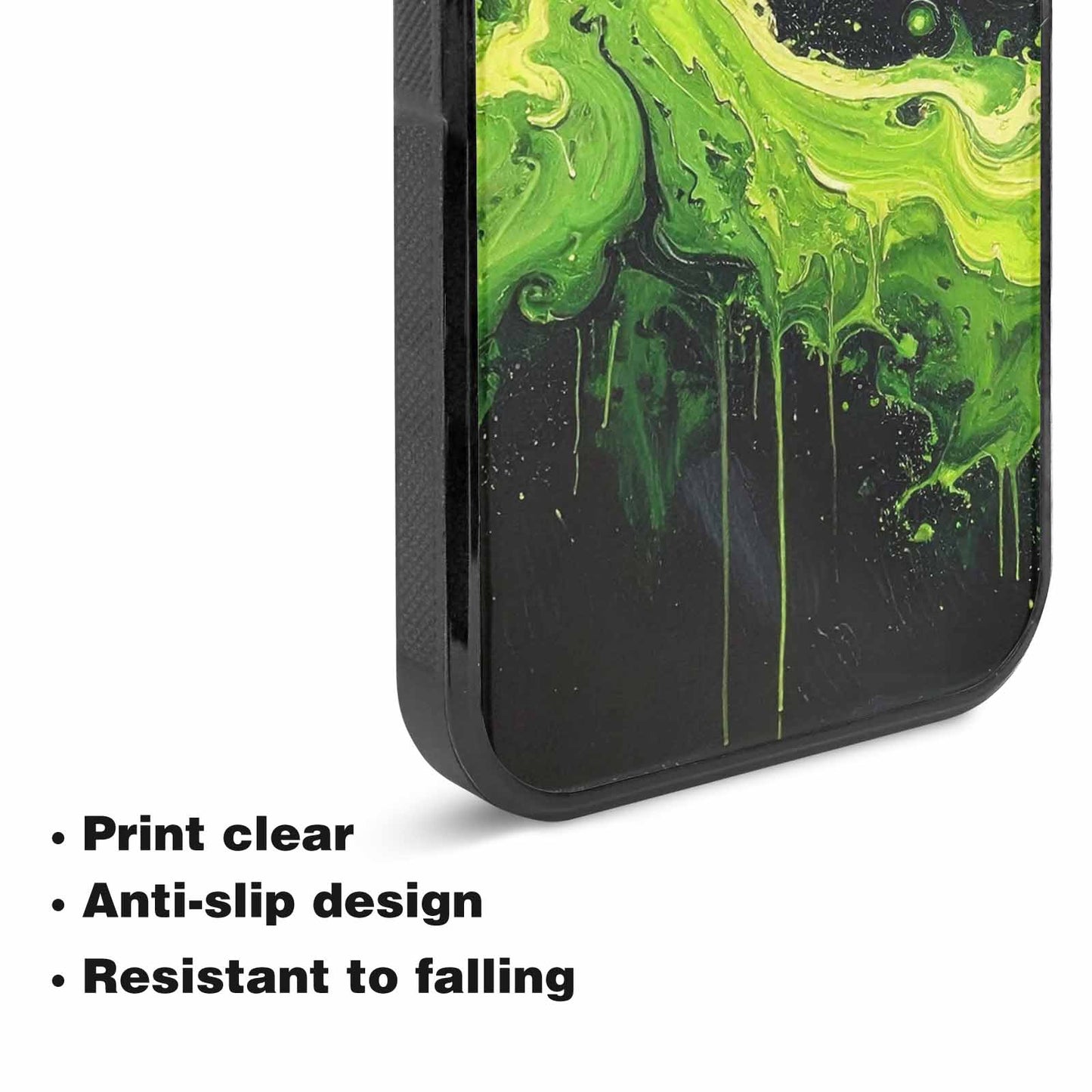 iPhone 15 Case — Melting Galaxy Acid Green, Unique Phone Case Design