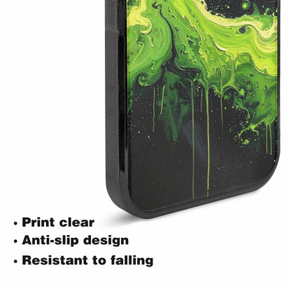 iPhone 15 Case — Melting Galaxy Acid Green, Unique Phone Case Design