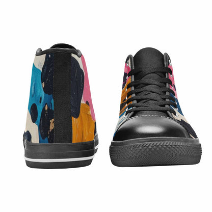 MEN'S Cow Animal Print High Top Canvas Vibrant Chaos Custom Sneakers