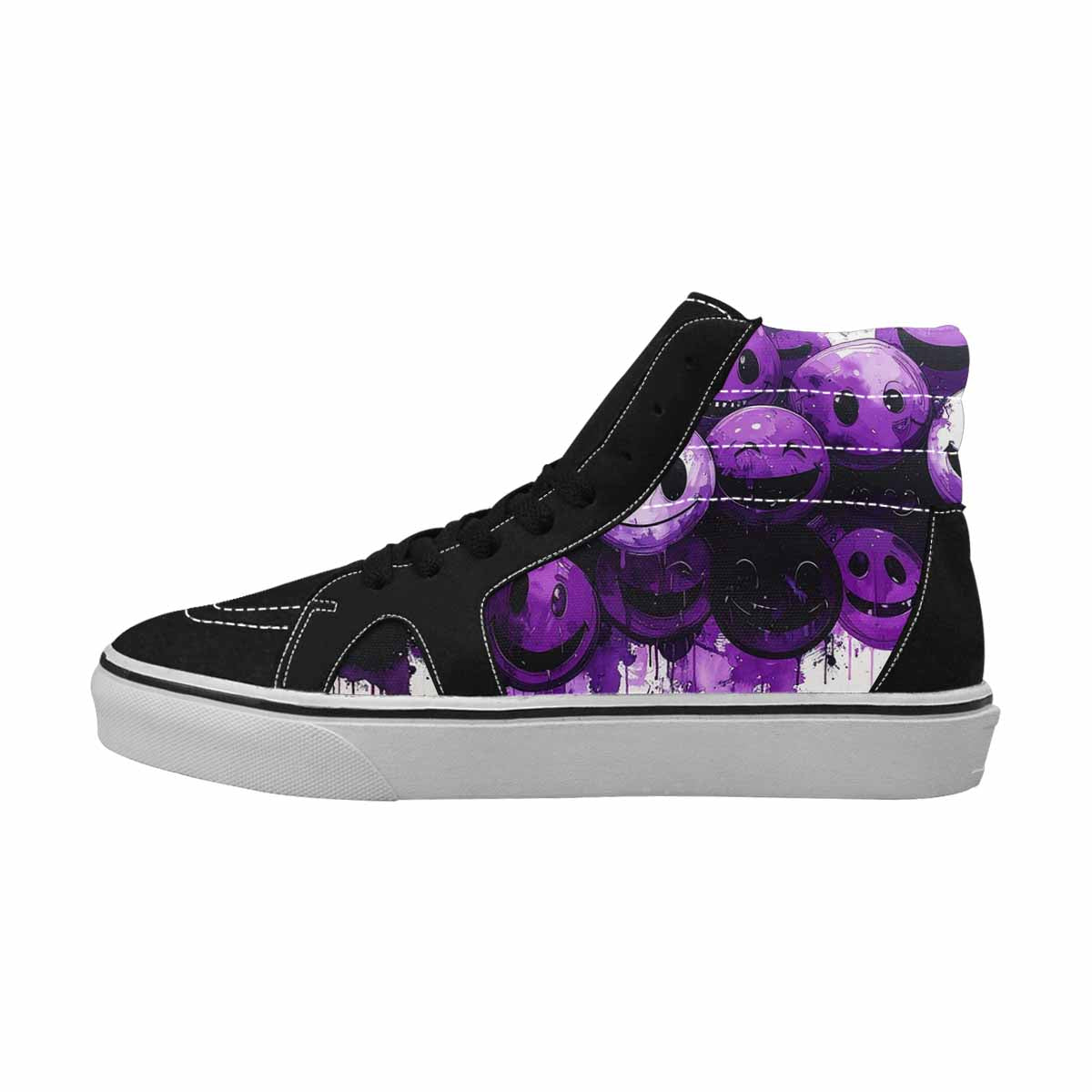 MEN'S Melting Moon Smiley High Top Canvas Wallpaper Art Custom Sneakers