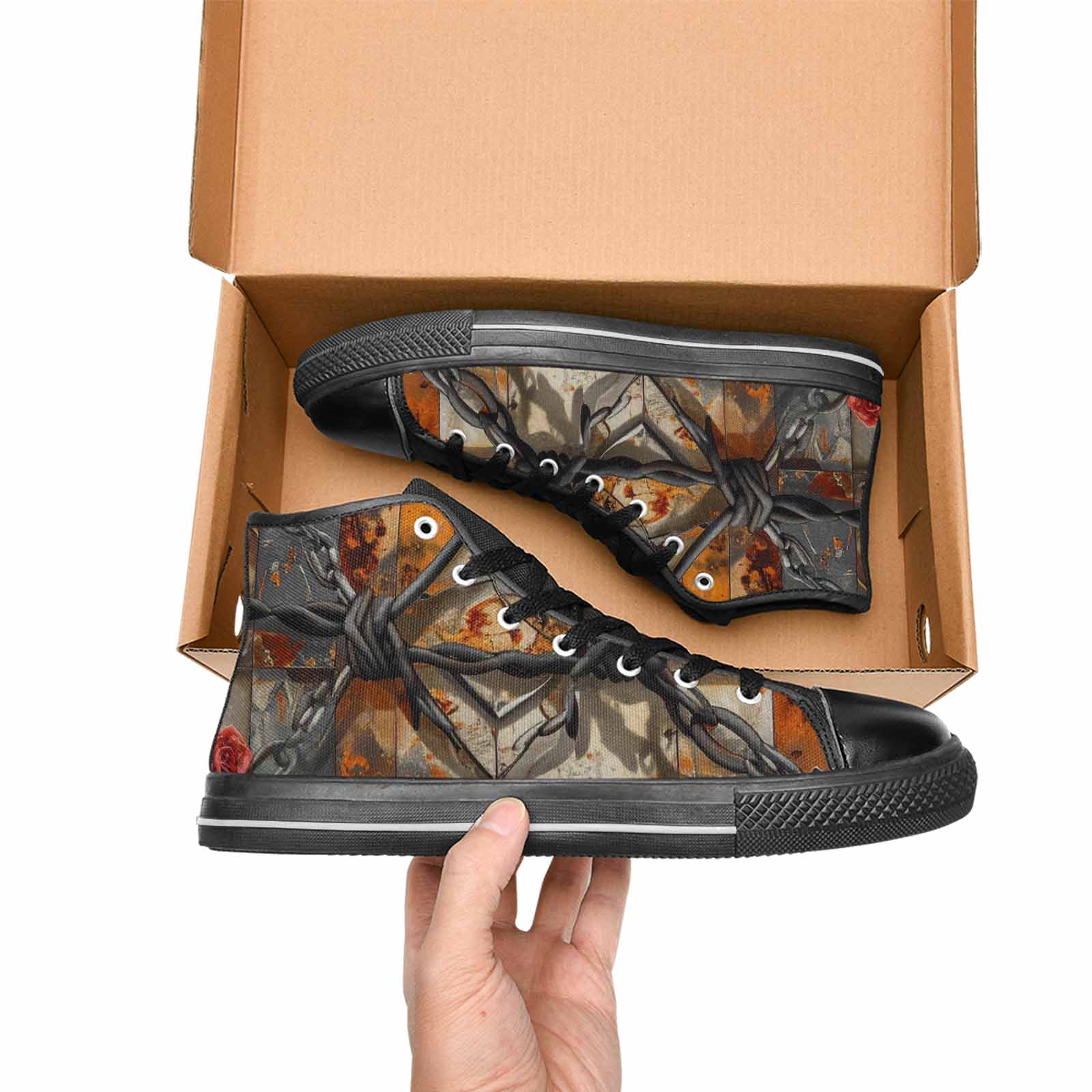 MEN'S Barbed Wire Chain High Top Canvas Dreamcore Sneakers