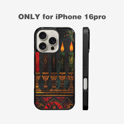 iPhone 16 Pro Case — Kwanzaa Kinara Pattern Seamless Repeat African, Customized Protective Case