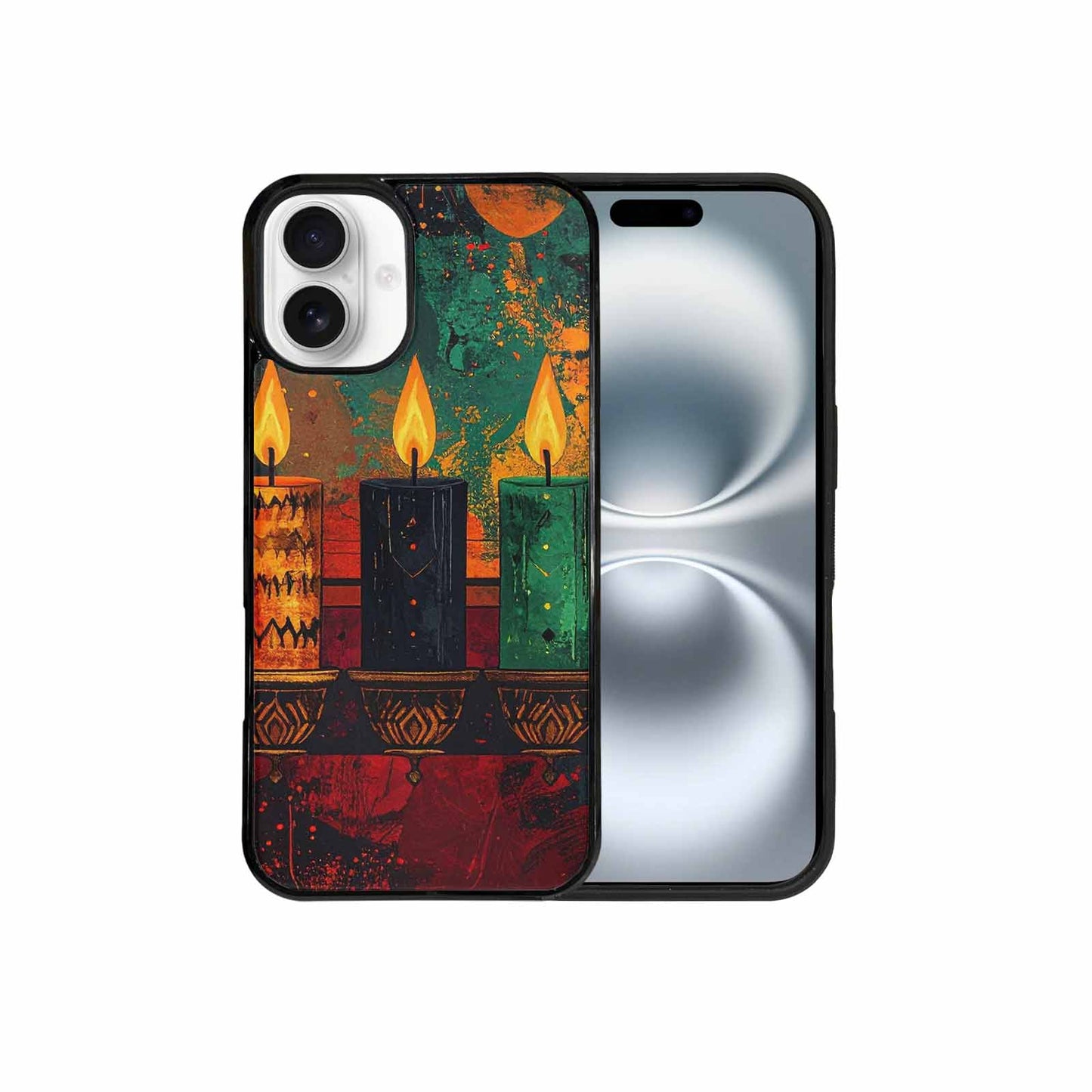 iPhone 16 Plus Case — Kwanzaa Kinara Pattern Seamless Repeat African, Custom Made Phone Cover
