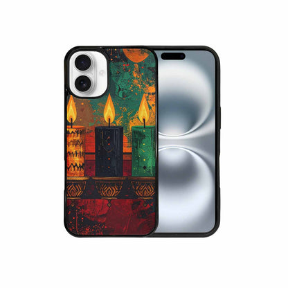 iPhone 16 Plus Case — Kwanzaa Kinara Pattern Seamless Repeat African, Custom Made Phone Cover
