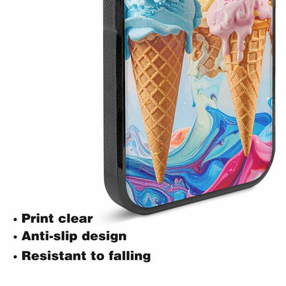 iPhone 15 Plus Case — Collage Of Overlapping Waffle Cone Icecream, Custom Printed Phone Case