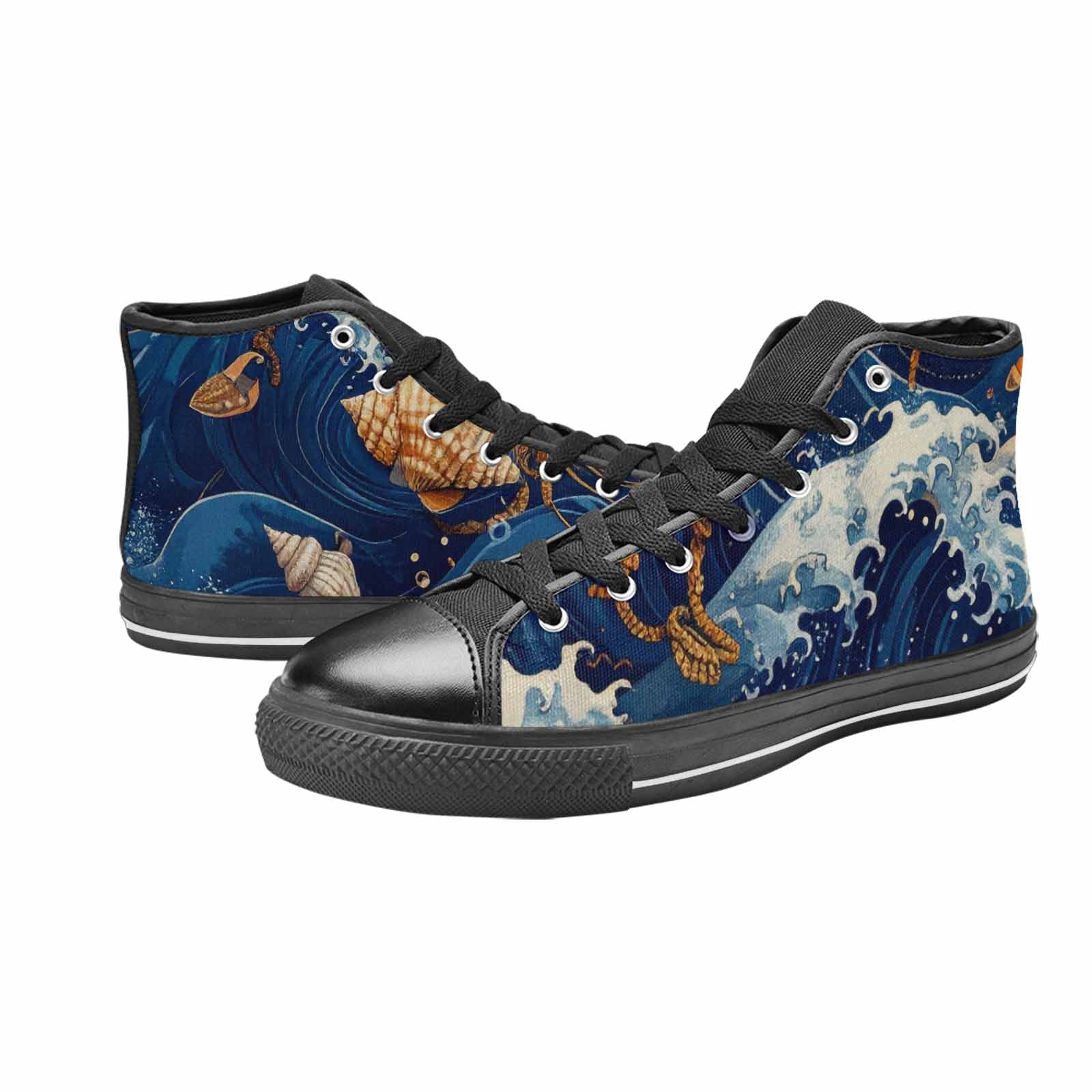MEN'S Ocean Wave High Top Canvas Surreal Custom Shoes