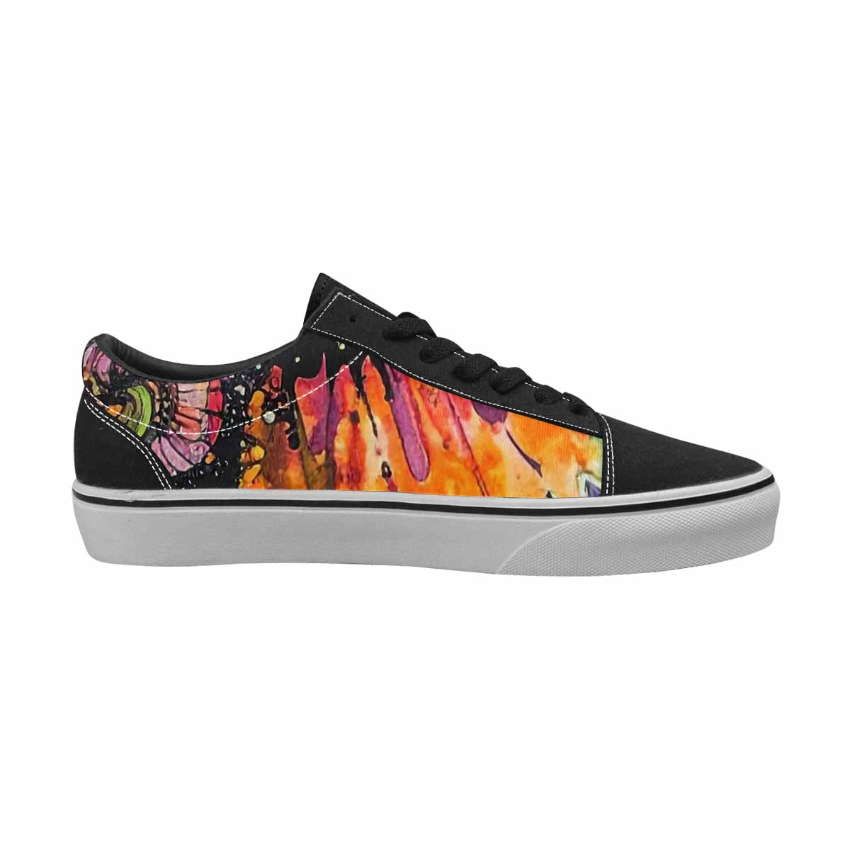 WOMEN'S Tie Lace-Up Canvas Vibrant Chaos Custom Sneakers