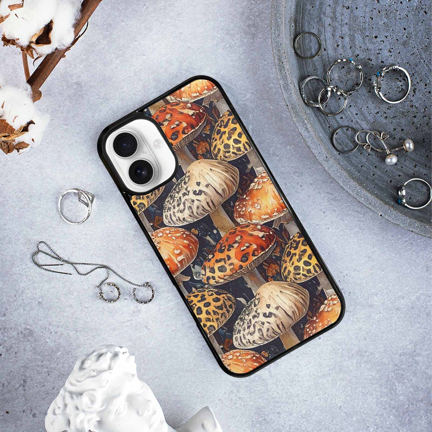 iPhone 16 Plus Case — Mushrooms Pattern Hundreds Of, Unique Phone Case Design