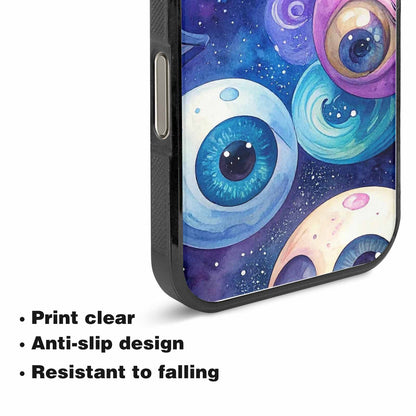iPhone 15 Pro Max Case — Cartoon Eyeballs Galaxy, Custom Made Phone Cover