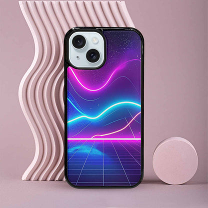 iPhone 15 Case — 1980s Neon Cartoon Art Pattern, Custom Printed Phone Case