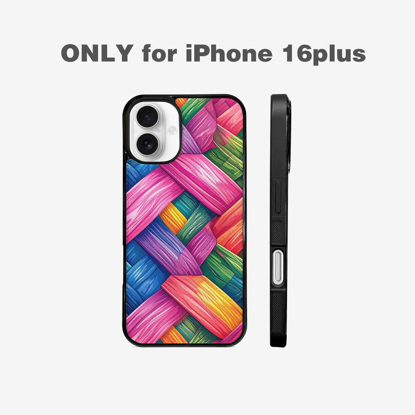 iPhone 16 Plus Case — Polysexual Flag Color Theme Small Rainbow, Custom Designed Case Cover