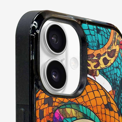 iPhone 16 Plus Case — Snake Print Skull, Unique Phone Case Design