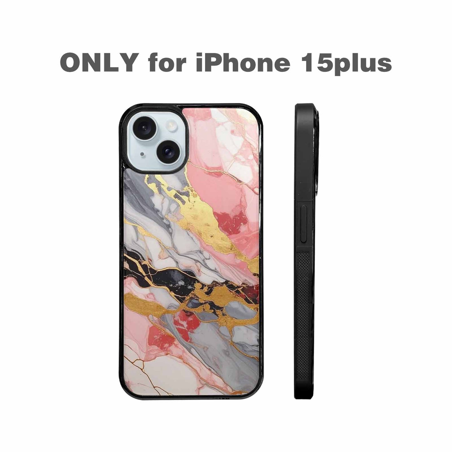 iPhone 15 Plus Case — Marble Vein Marble Veins Pattern Hundreds, Customized Protective Case