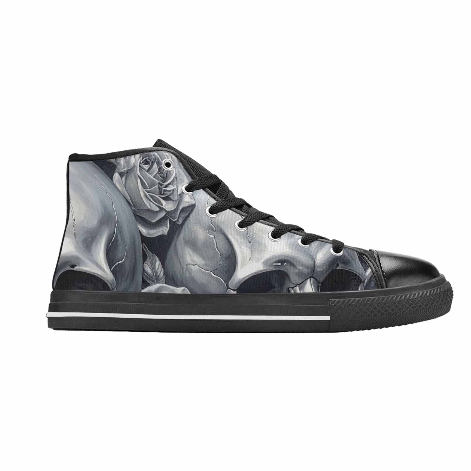 WOMEN'S Skulls Roses Chrome Airbrush High Top Canvas Y2K Sneakers