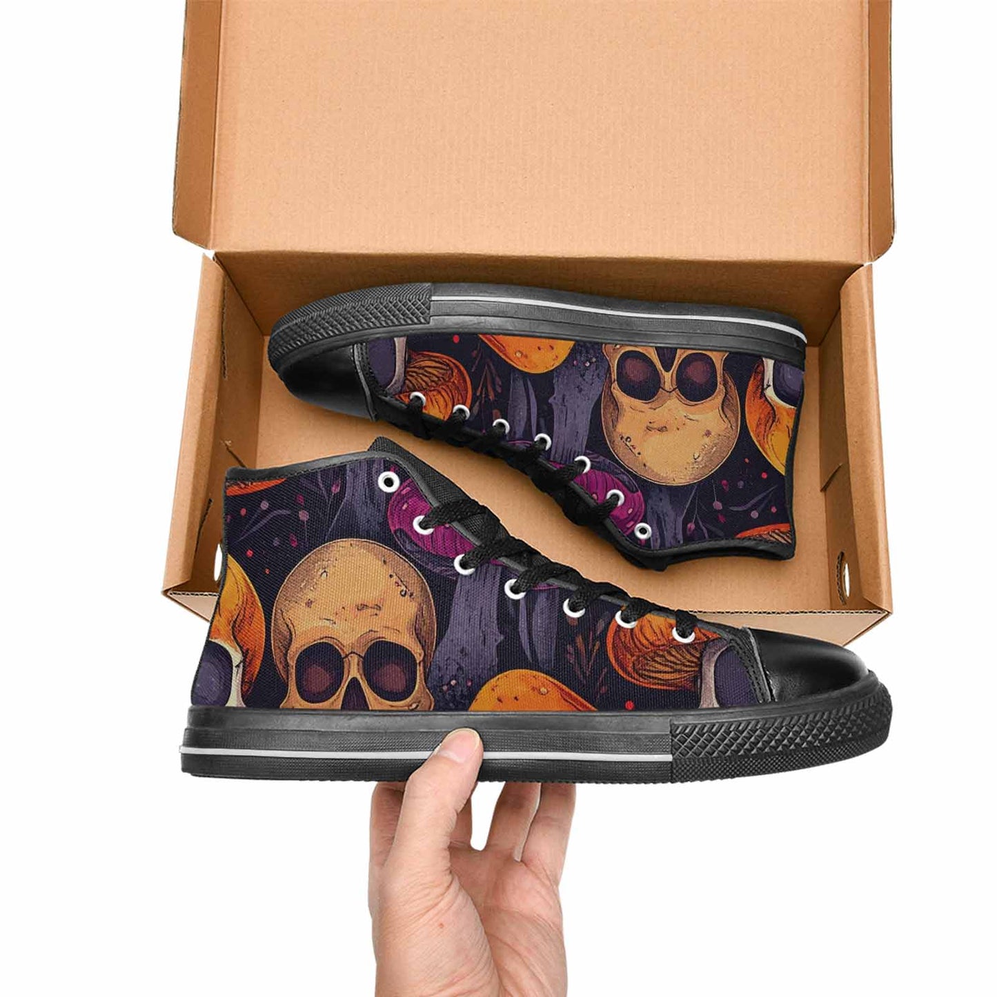 MEN'S Mushroom Skulls High Top Canvas Y2K Custom Sneakers