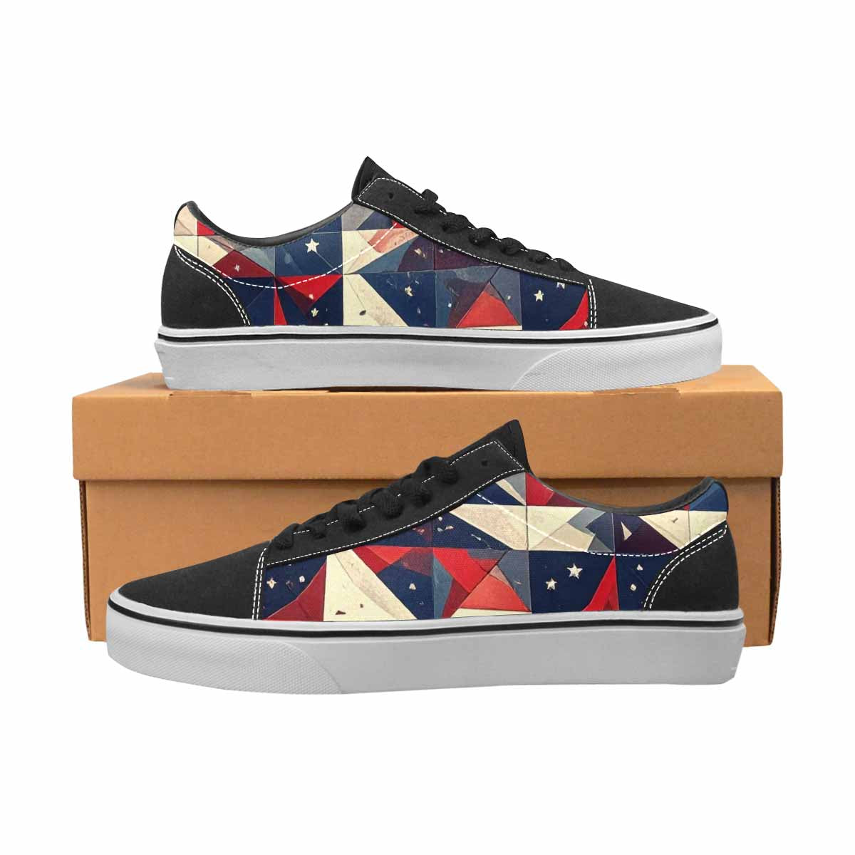 WOMEN'S American Flag Stars Canvas Lace-Up Vibrant Chaos Sneakers