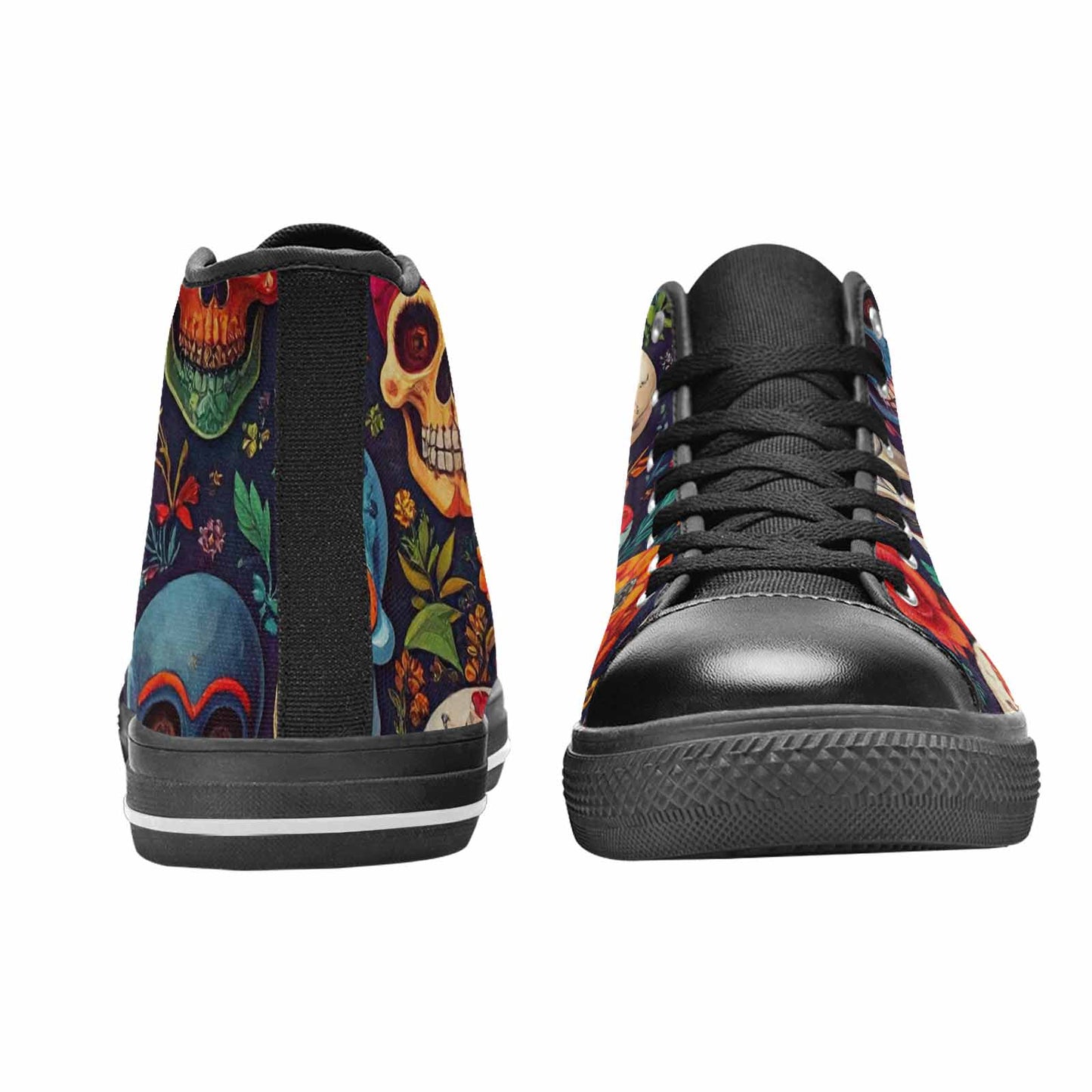 WOMEN'S Skull High Top Canvas Grunge Custom Sneakers