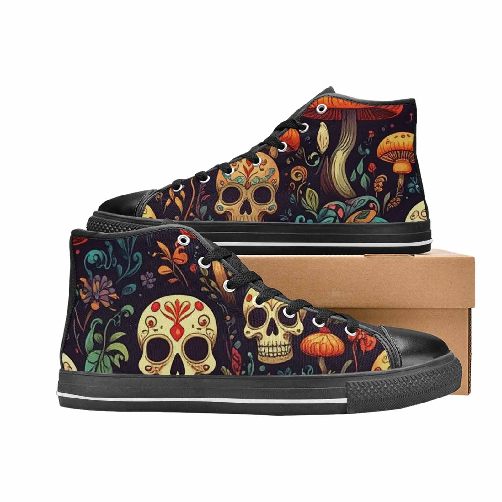 WOMEN'S Mushrooms And Skulls High Top Canvas Aesthetic Shoes