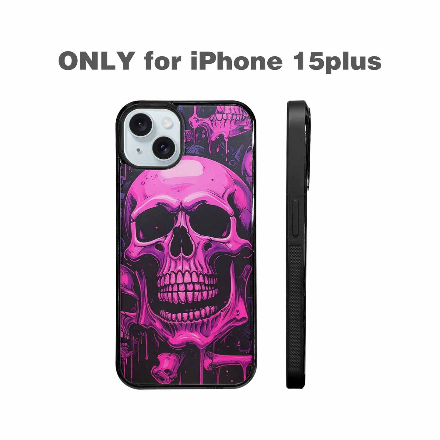 iPhone 15 Plus Case — Pink Purple Skeletons Neon Drip Melting, Custom Art Phone Cover
