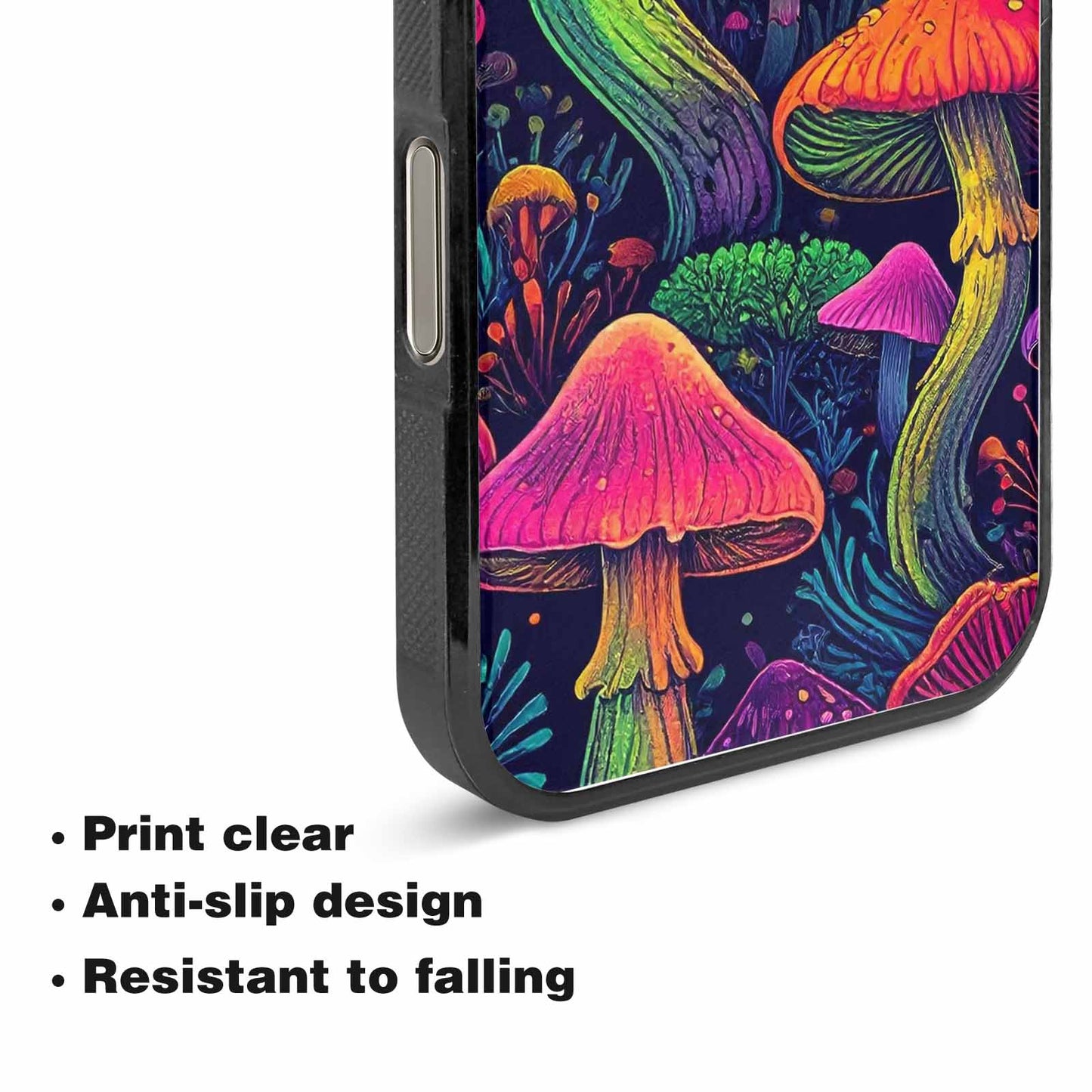 iPhone 15 Pro Max Case — Mushroom Psychedelic Art Seamless Pattern Vibrant, Custom Printed Phone Case