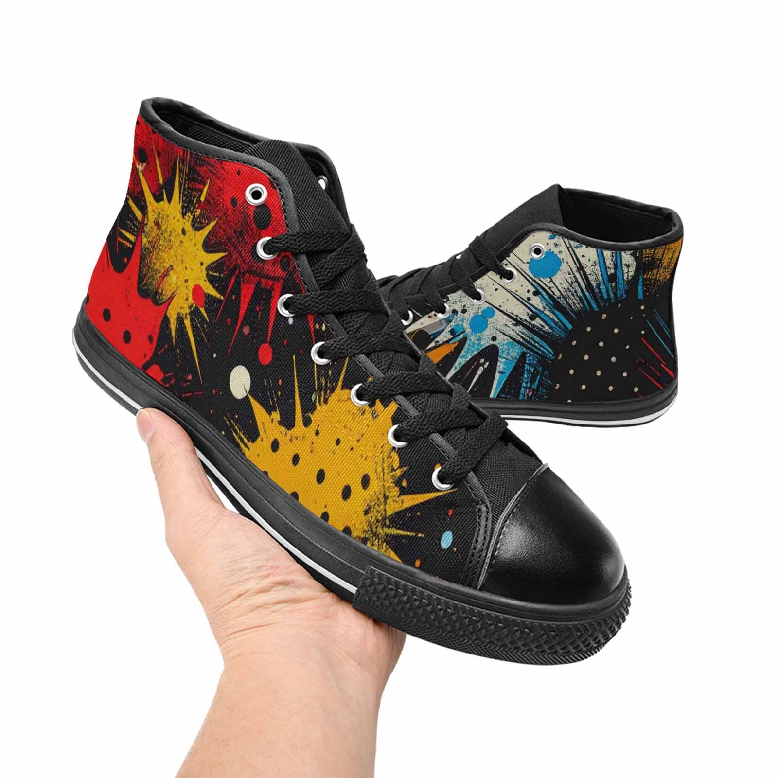 WOMEN'S Comic Book Halftone High Top Canvas Vivid Custom Shoes