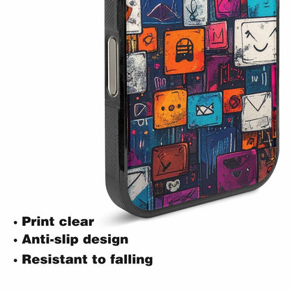 iPhone 16 Pro Case — Hand Drawn Icon Doodle Pattern Hundreds, Unique Phone Case Design