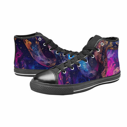 WOMEN'S Galaxy Snake Print High Top Canvas Surreal Custom Sneakers