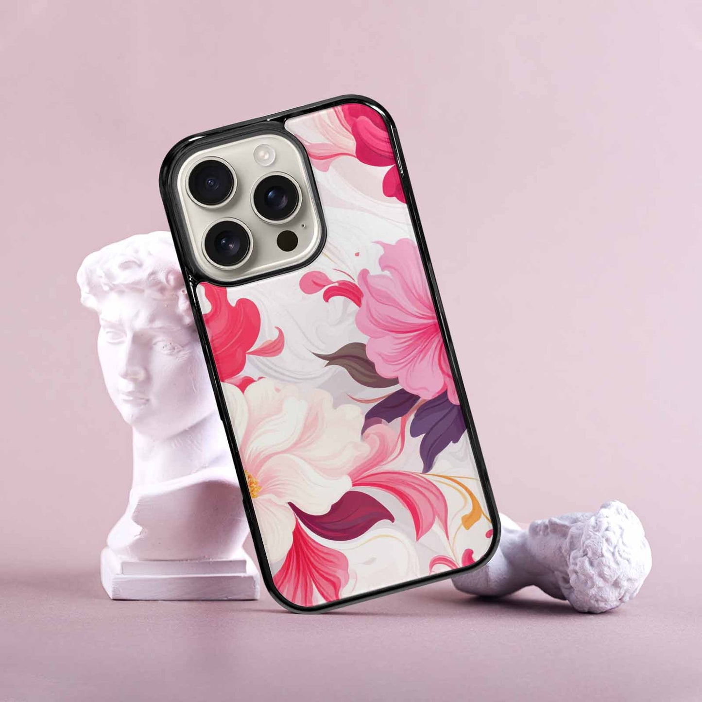 iPhone 16 Pro Case — Marble Floral Custom Personalized Phone Cover, Custom Print Case Cover