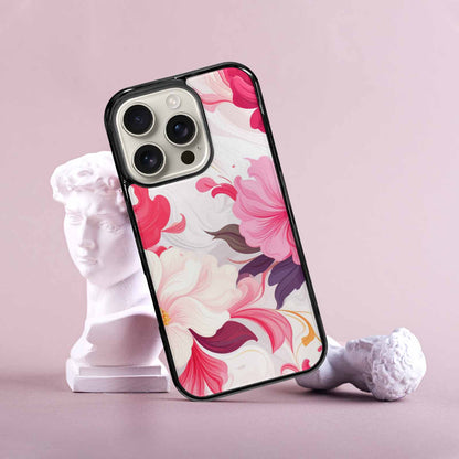 iPhone 16 Pro Case — Marble Floral Custom Personalized Phone Cover, Custom Print Case Cover