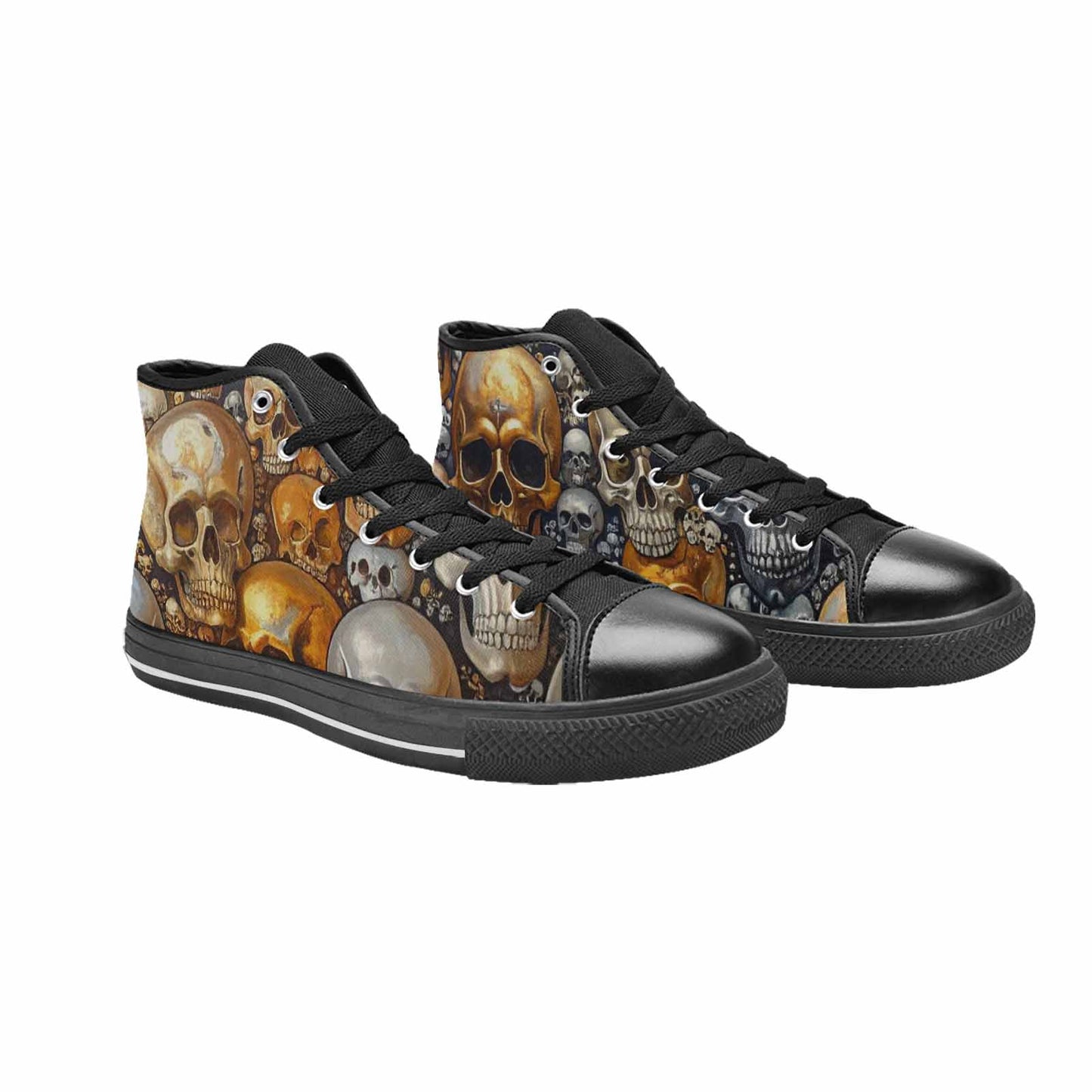 MEN'S Skulls - Metallic-Chrome- High Top Canvas Aesthetic Sneakers