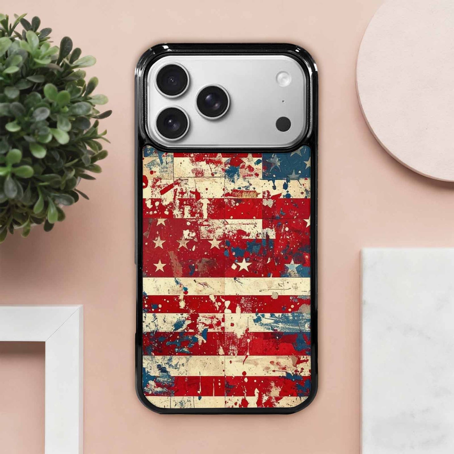 iPhone 17 Pro Max Case — Small American Flag Stars Galaxy Space, Custom Printed Phone Case