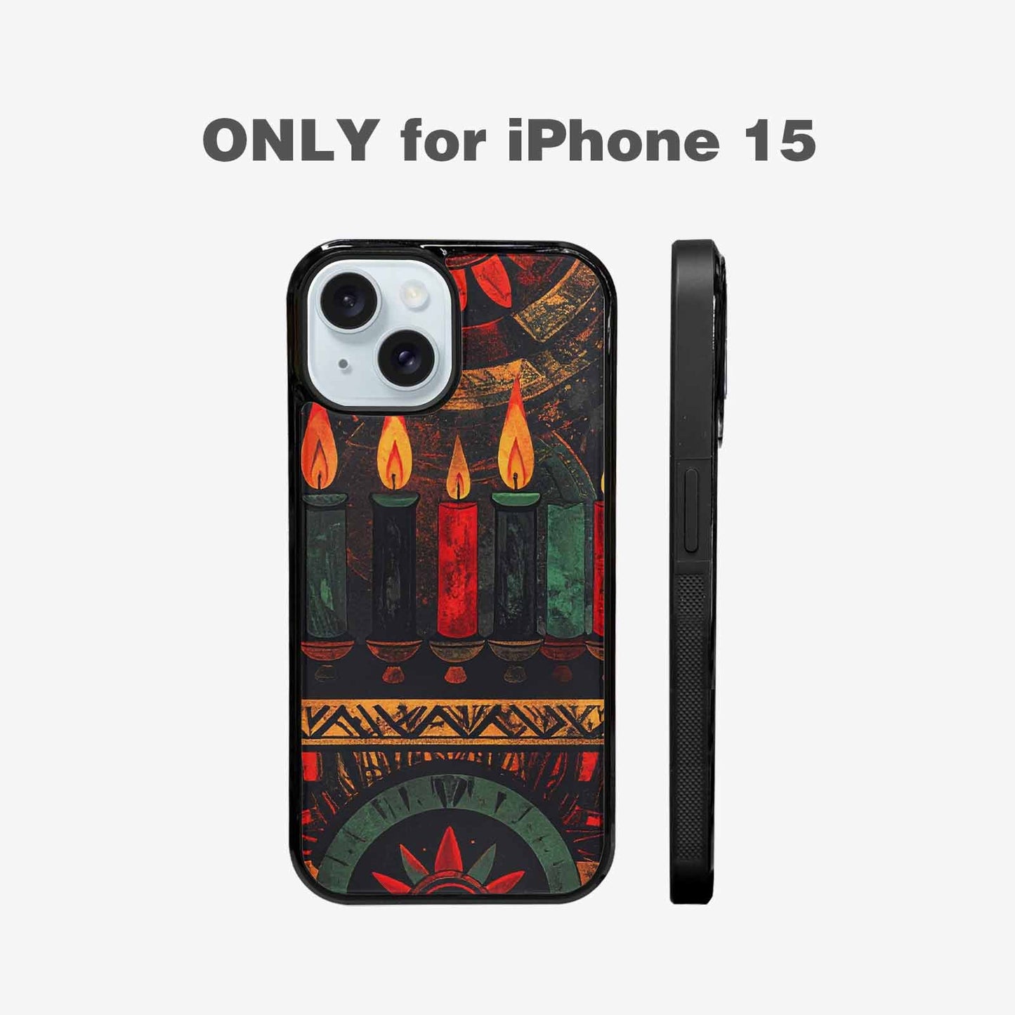 iPhone 15 Case — Kwanzaa Kinara Pattern Seamless Repeat African, Original Design Phone Case