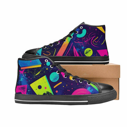 MEN'S Memphis Squiggles Triangles Dots High Top Canvas Grunge Shoes