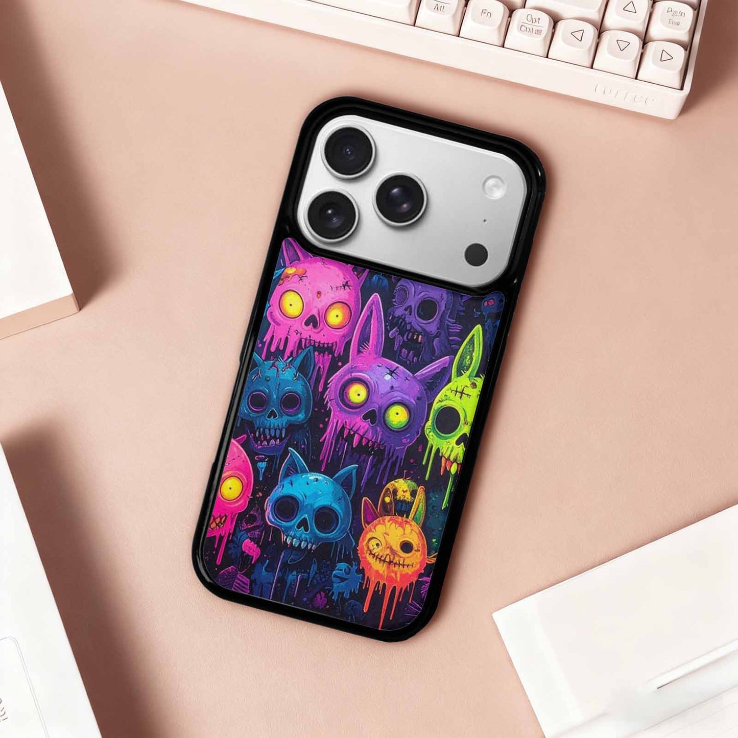 iPhone 17 Pro Case — Mixed Toxic Glow Creature Pattern Cartoon, Custom Designed Case Cover