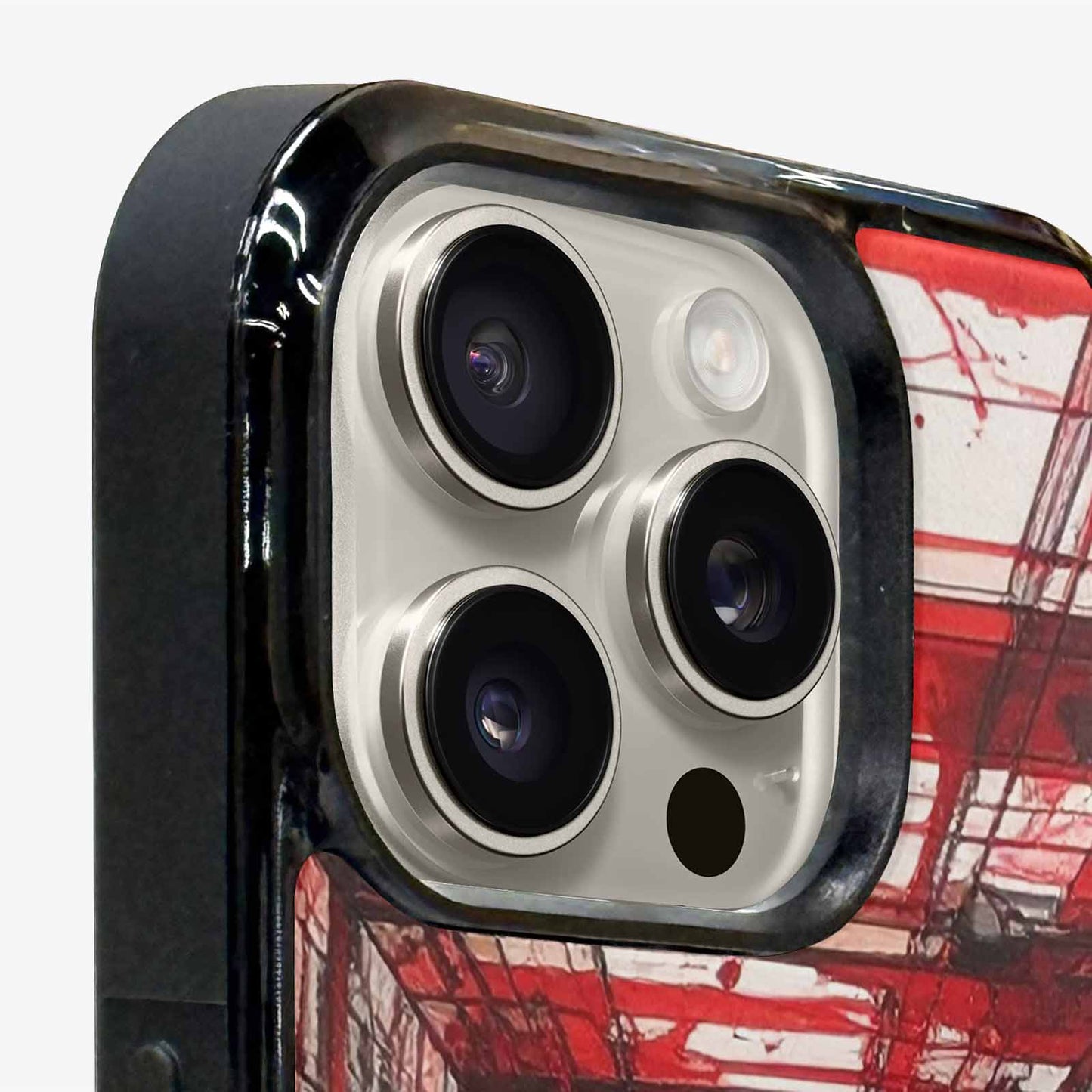 iPhone 15 Pro Max Case — Liminal Space Fragment Black Red Ink, Custom Designed Case Cover
