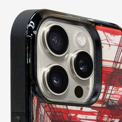 iPhone 15 Pro Max Case — Liminal Space Fragment Black Red Ink, Custom Designed Case Cover