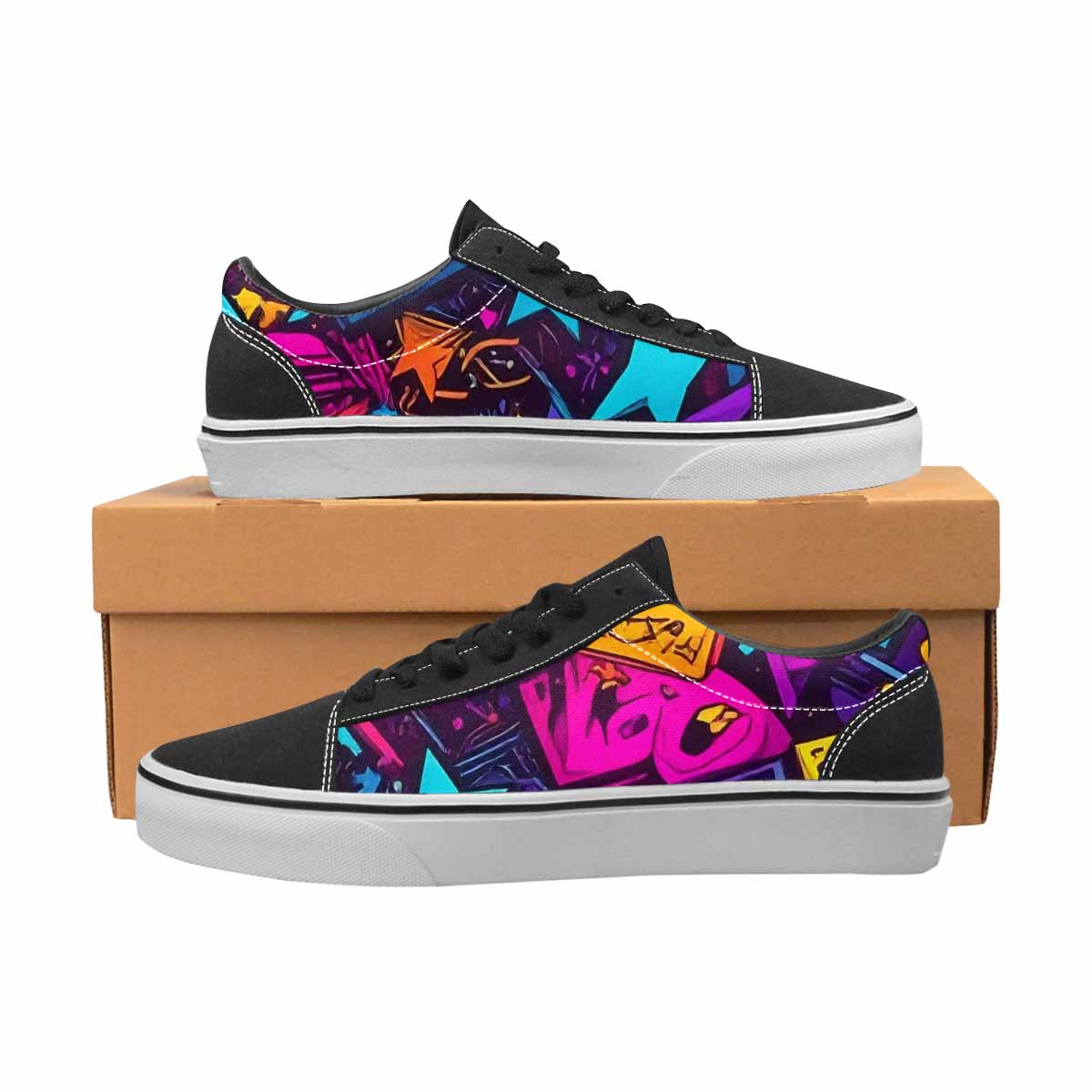 WOMEN'S 80s Retro Motif 80s Lace-Up Canvas Neon Fantasy Custom Shoes