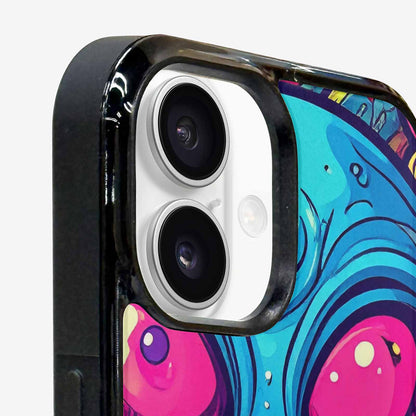 iPhone 16 Case — Alien Ufo Cartoon Art Pattern Groovy, Custom Art Phone Cover